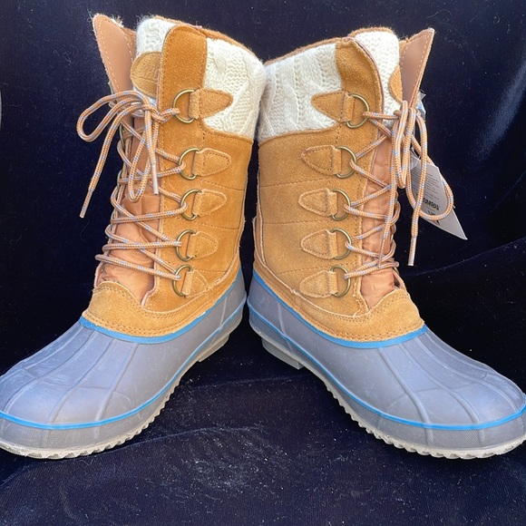 KHOMBU LEATHER MIX / RUBBER LACE UP SNOW / WINTER BOOTS - 9 - NWT ! ❄️ - Picture 6 of 12